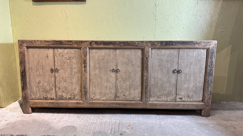 Solid distressed painted elm sideboard