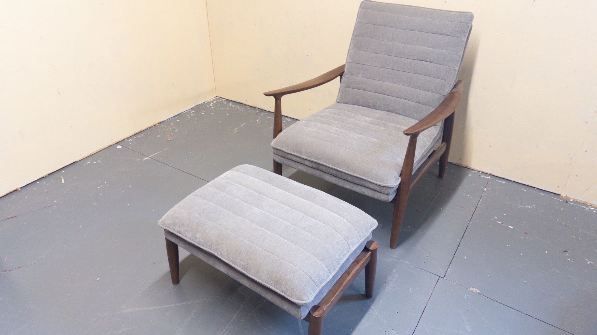 Mid-Century Lounge Chair & Footstool Set
