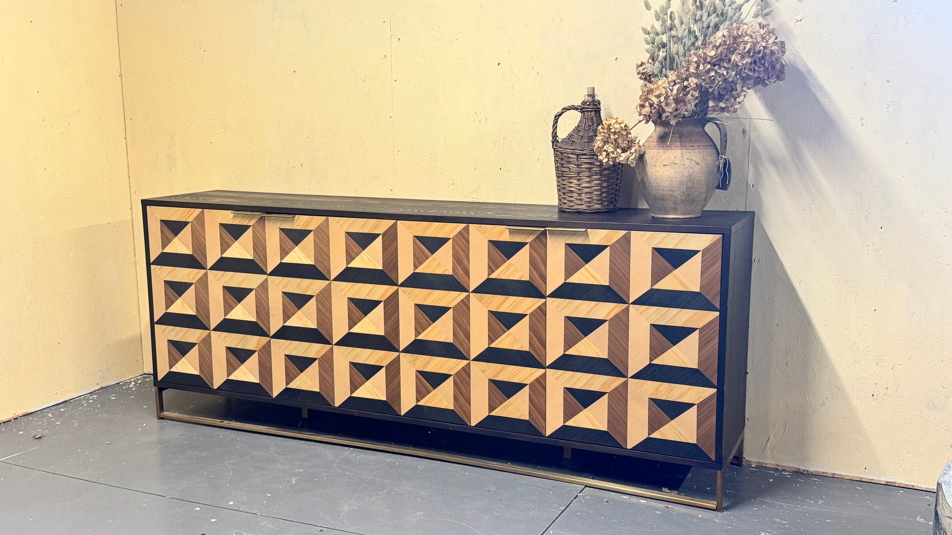 Geometric Oak, Ash & Walnut Sideboard