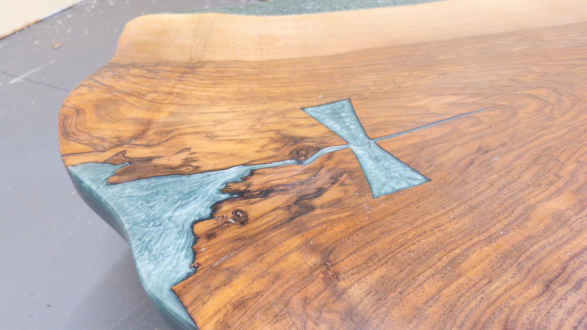 Walnut slab coffee table