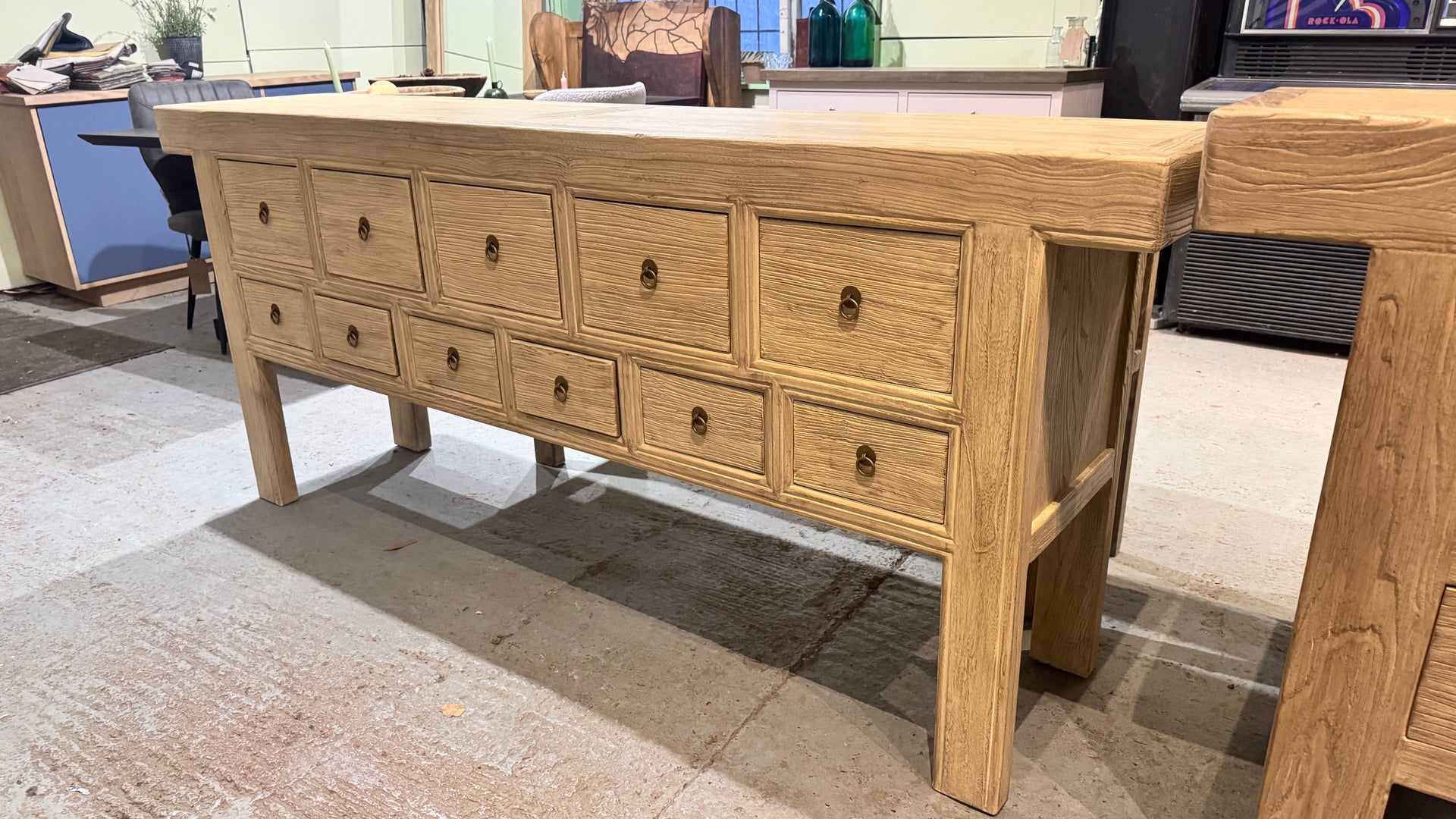 Reclaimed Elm Console: W210 x D44 x H90 cm