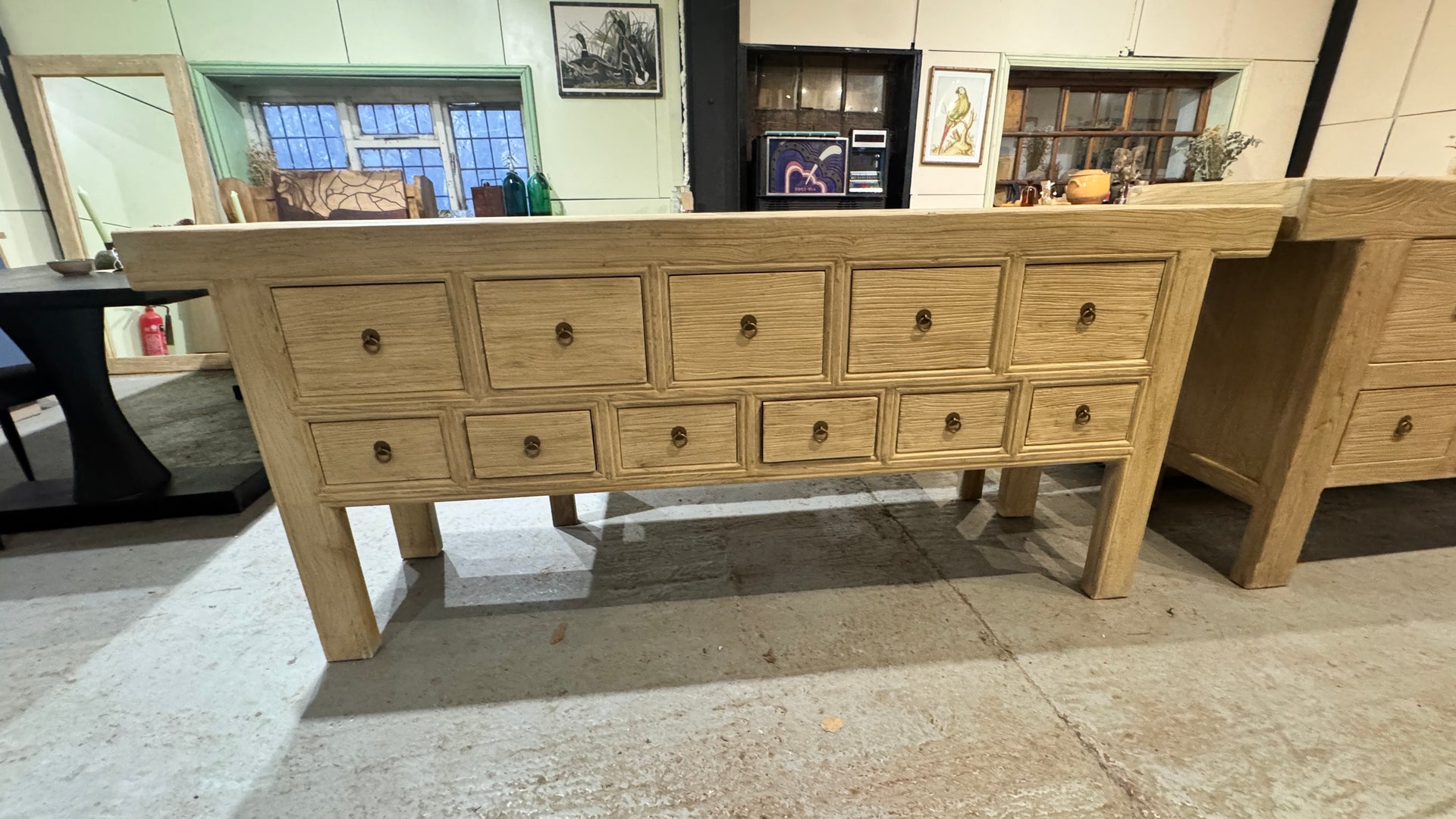 Reclaimed Elm Console: W210 x D44 x H90 cm