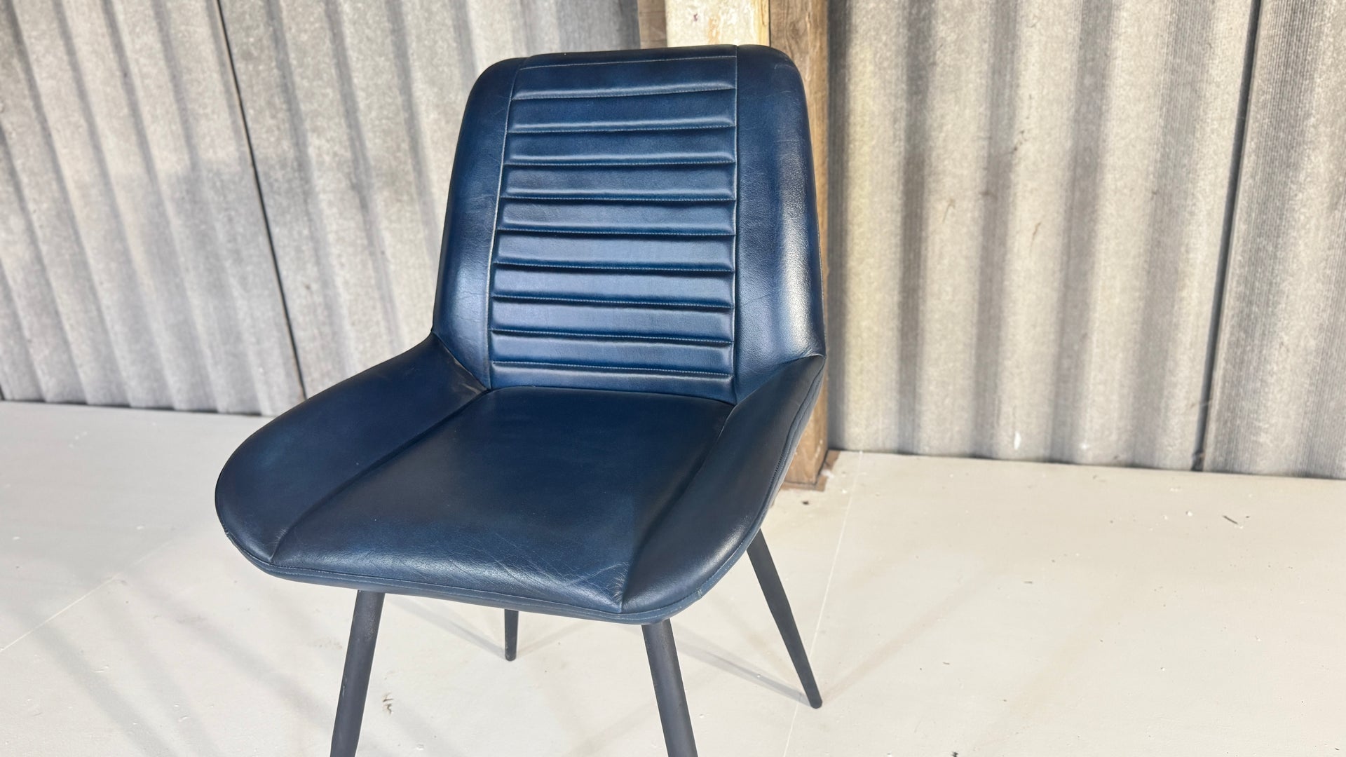 Dark Blue Buffalo Leather Chairs