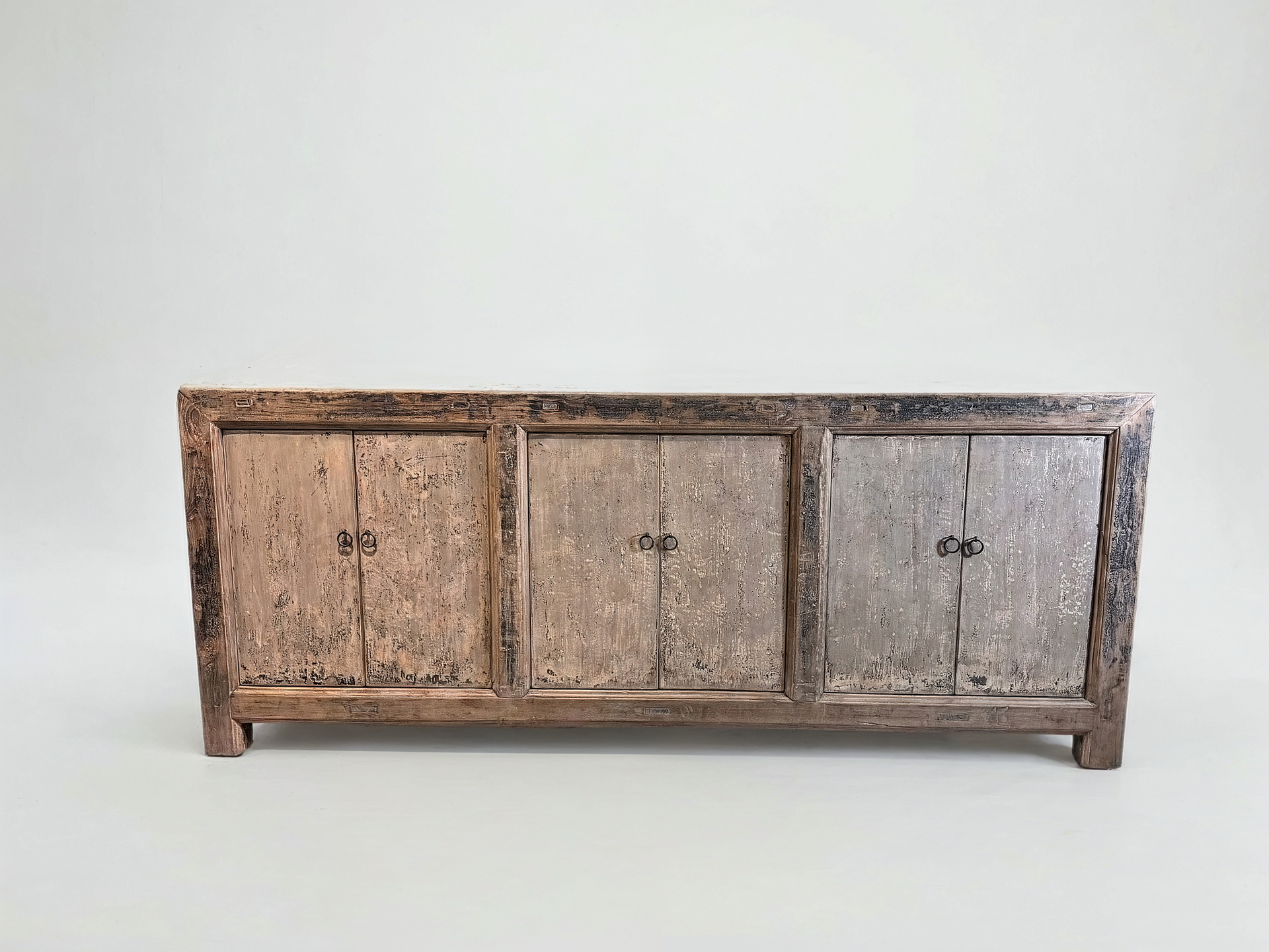 Solid distressed painted elm sideboard