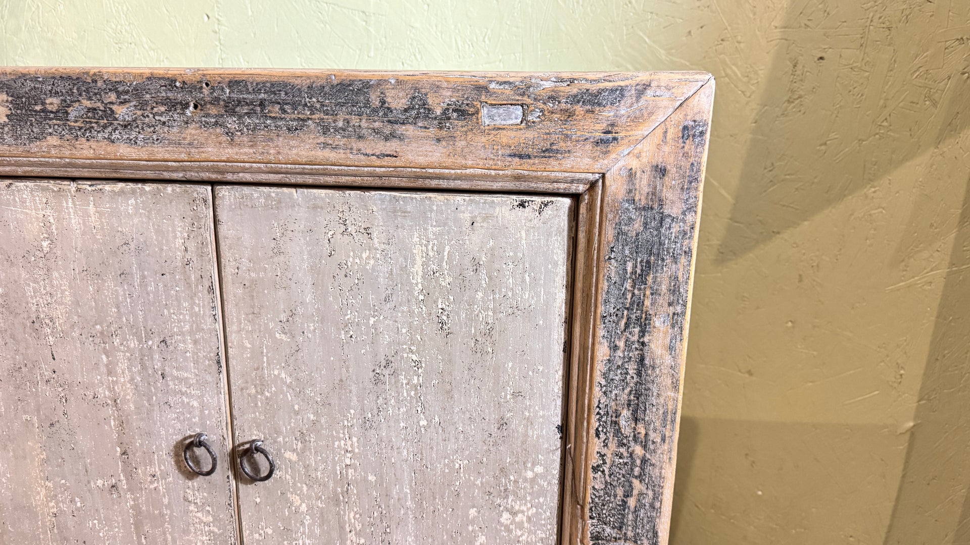 Solid distressed painted elm sideboard