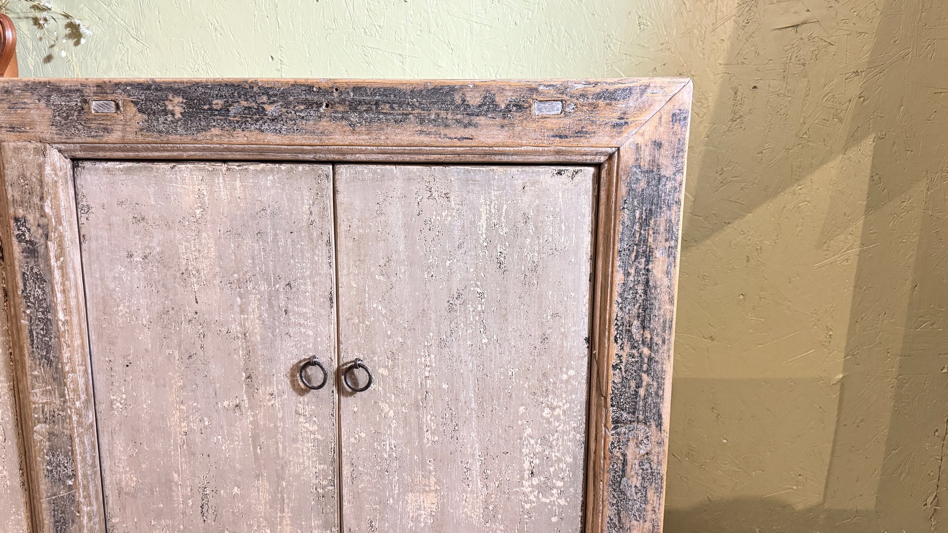 Solid distressed painted elm sideboard