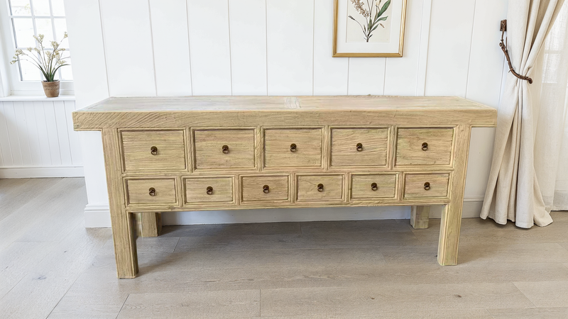 Reclaimed Elm Console: W210 x D44 x H90 cm