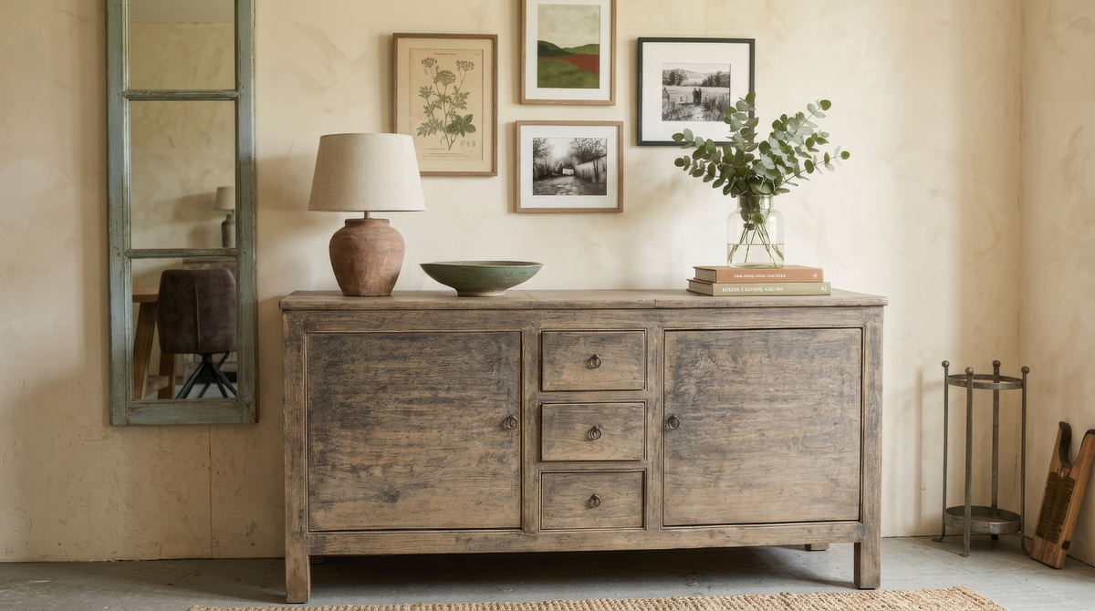 Antique Elm Sideboard