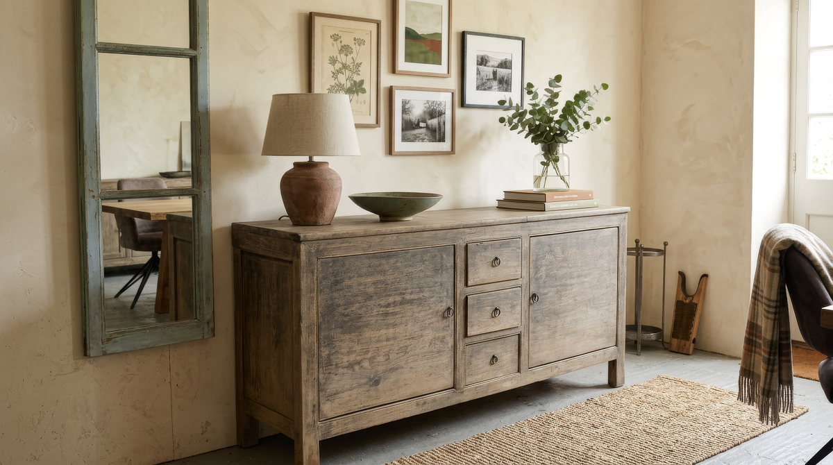 Antique Elm Sideboard