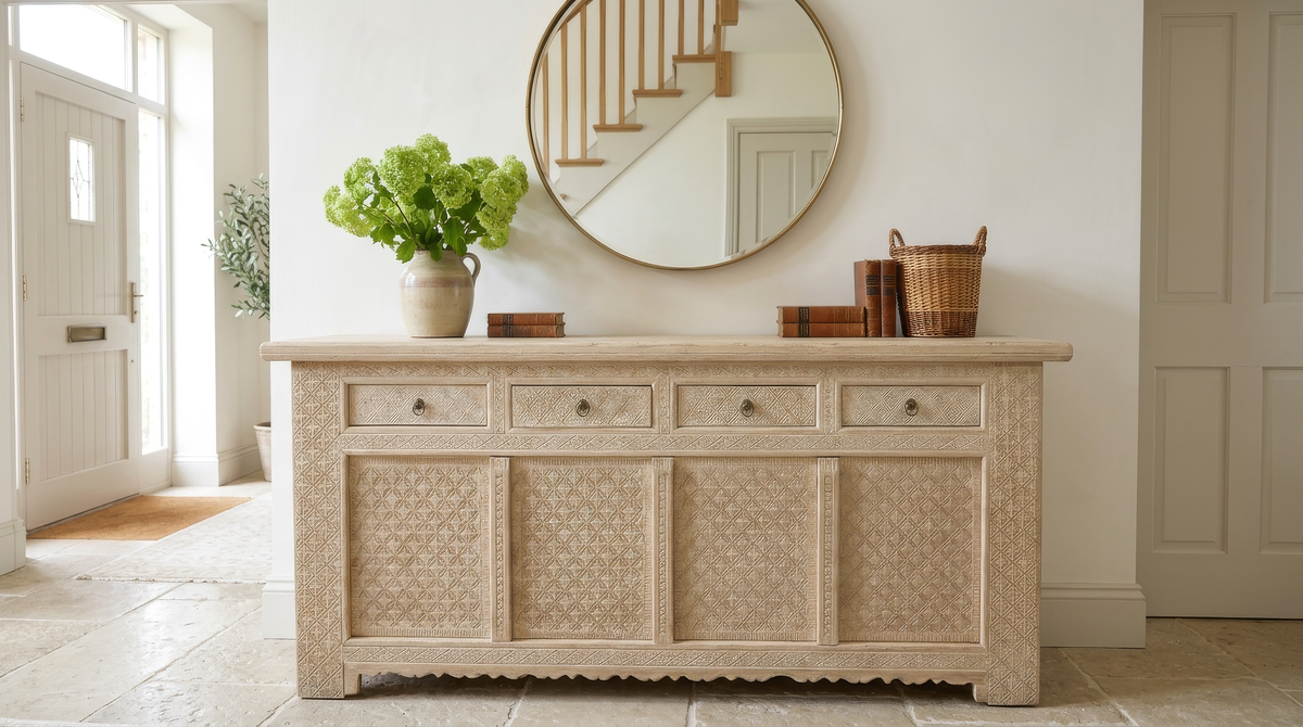 Antique elm wood sideboard