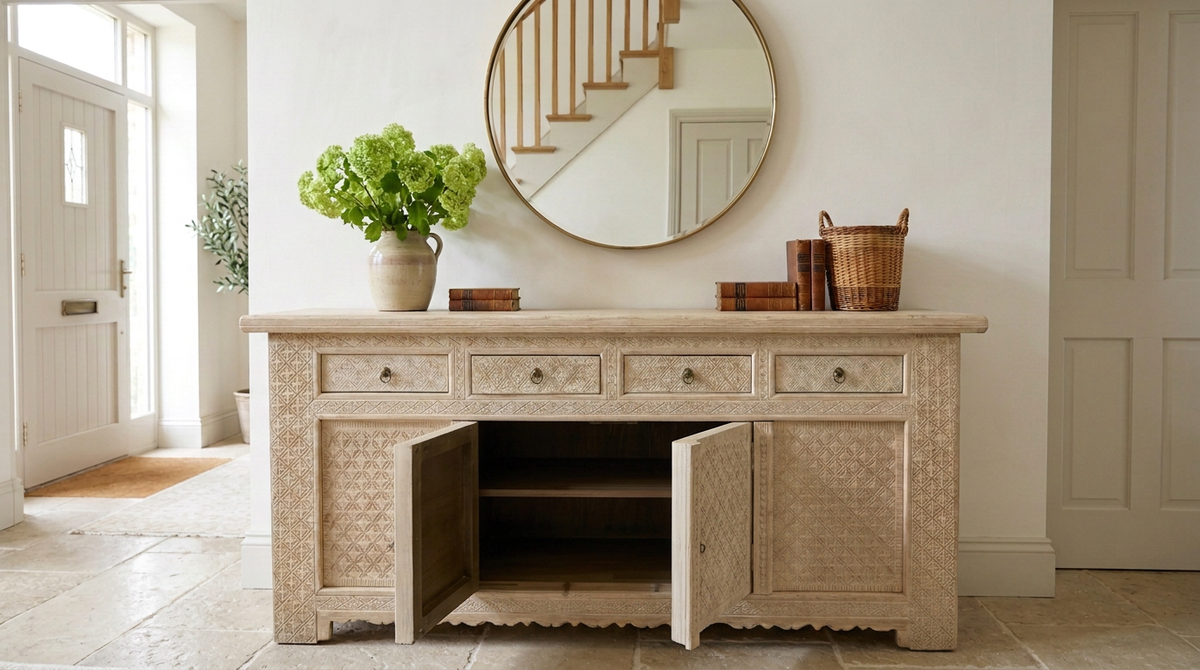 Antique elm wood sideboard