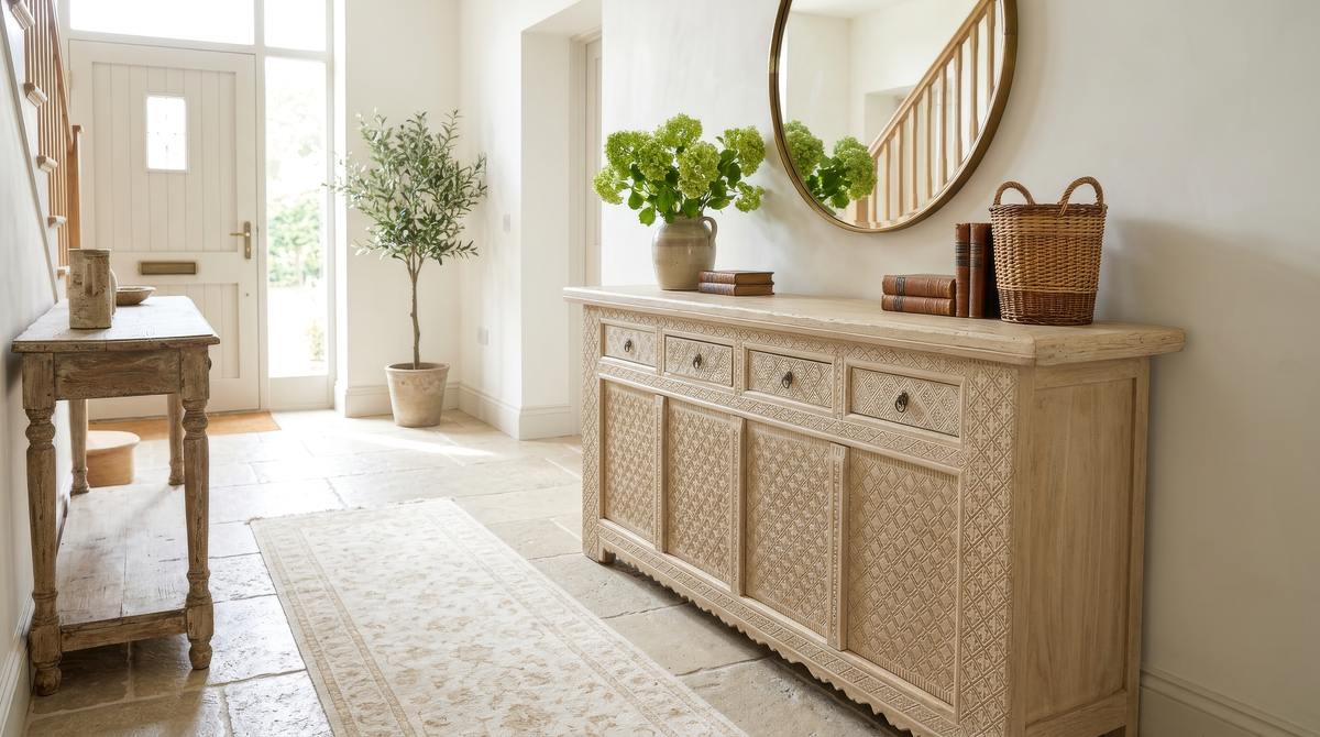Antique elm wood sideboard