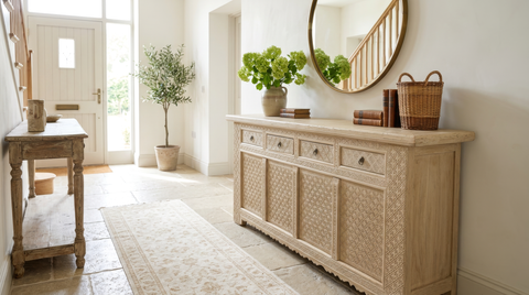 Antique elm wood sideboard