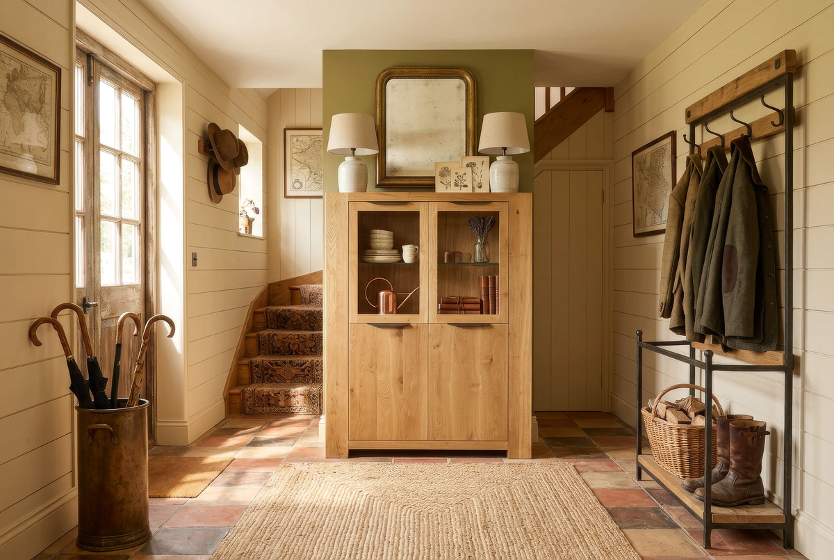 Solid Oak Large Highboard