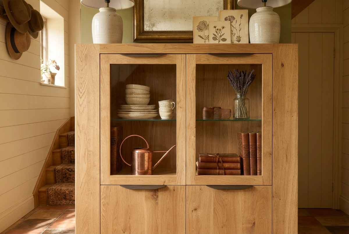 Solid Oak Large Highboard