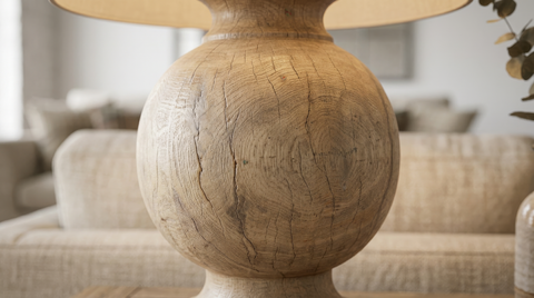 The Natural Wood Round Table Lamp