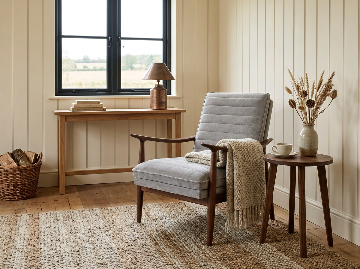 Mid-Century Lounge Chair & Footstool Set